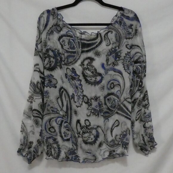 Y2K - LOVESTITCH | medium | Paisley Print Bohemian Blouse | Lace Up Neck - Picture 2 of 15